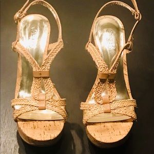 Beautiful cork wedge braided sandals by Carlos! Worn once! Super comfy!